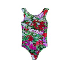 Colorful Petunia Flowers Kids  Frill Swimsuit