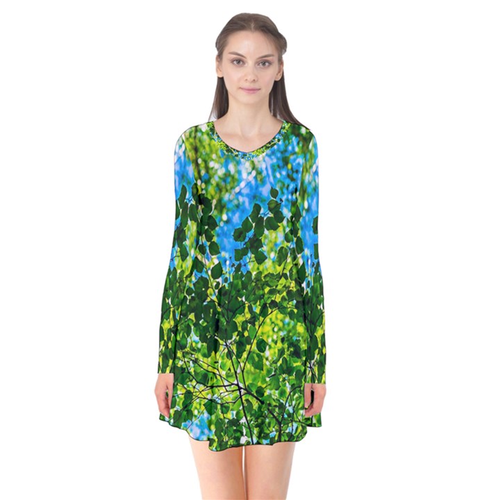 Forest   Strain Towards The Light Long Sleeve V-neck Flare Dress