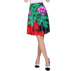 Bleeding Heart Flowers A-line Skirt by FunnyCow