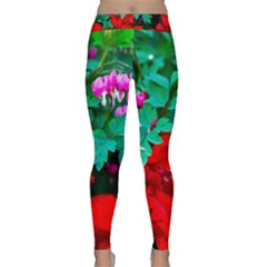 Bleeding Heart Flowers Classic Yoga Leggings by FunnyCow