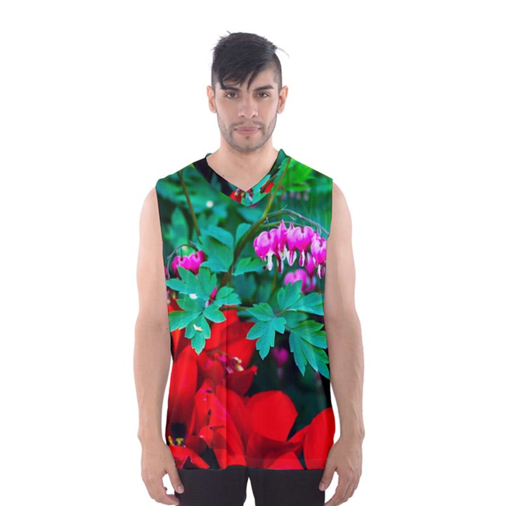 Bleeding Heart Flowers Men s Basketball Tank Top