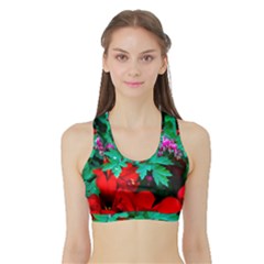 Bleeding Heart Flowers Sports Bra With Border by FunnyCow