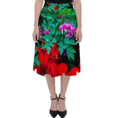 Bleeding Heart Flowers Folding Skater Skirt by FunnyCow