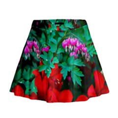 Bleeding Heart Flowers Mini Flare Skirt by FunnyCow