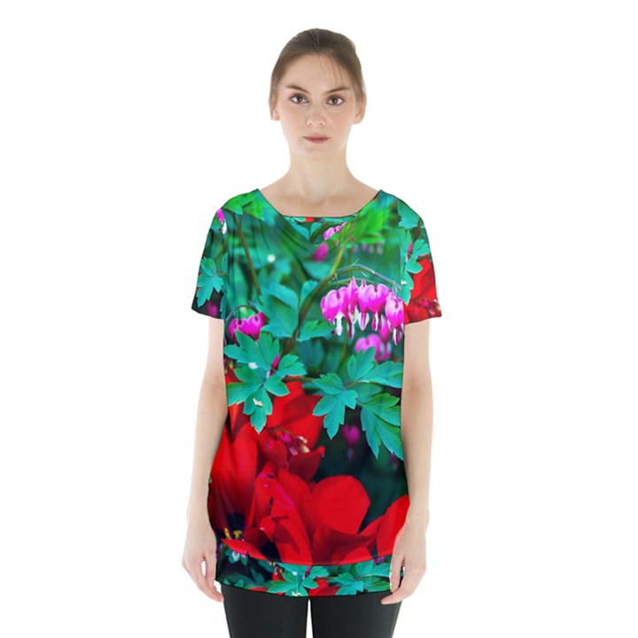 Bleeding Heart Flowers Skirt Hem Sports Top