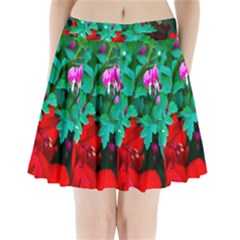 Bleeding Heart Flowers Pleated Mini Skirt by FunnyCow