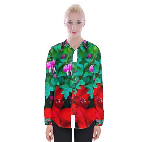 Bleeding Heart Flowers Womens Long Sleeve Shirt by FunnyCow