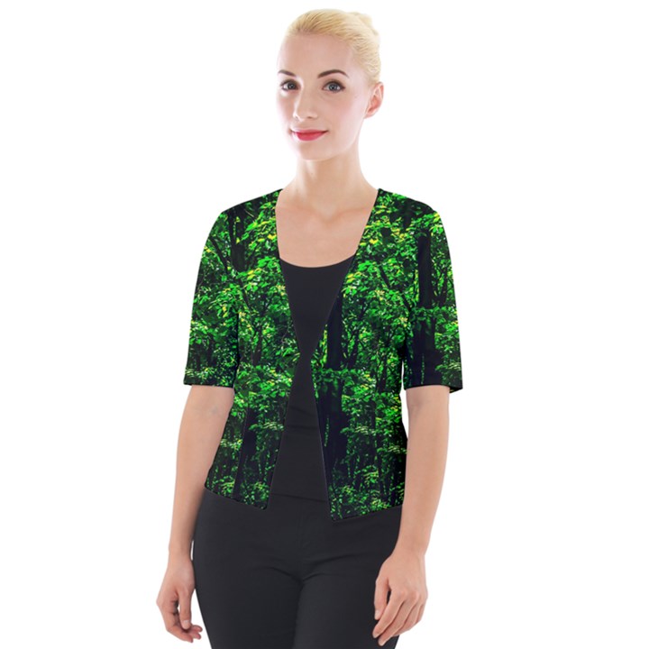 Emerald Forest Cropped Button Cardigan