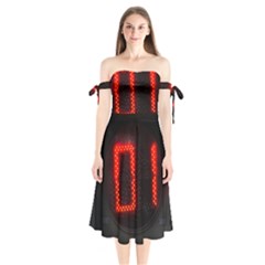 The Time Is Now Shoulder Tie Bardot Midi Dress by FunnyCow