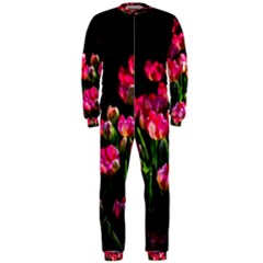 Pink Tulips Dark Background Onepiece Jumpsuit (men)  by FunnyCow