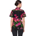 Pink Tulips Dark Background Women s Short Sleeve Shirt View2