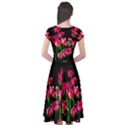 Pink Tulips Dark Background Cap Sleeve Wrap Front Dress View2