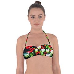 White And Red Sunlit Tulips Halter Bandeau Bikini Top by FunnyCow