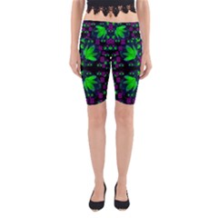 Fantasy Flowers In Moonlight Serenades Yoga Cropped Leggings by pepitasart