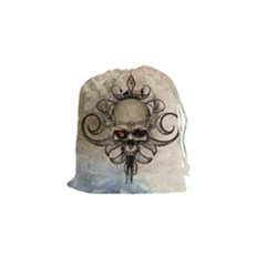 Awesome Creepy Skull With  Wings Drawstring Pouches (small)  by FantasyWorld7