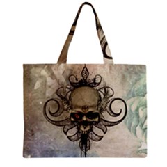 Awesome Creepy Skull With  Wings Zipper Mini Tote Bag by FantasyWorld7