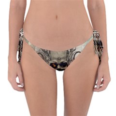 Awesome Creepy Skull With  Wings Reversible Bikini Bottom by FantasyWorld7