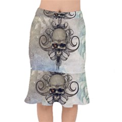 Awesome Creepy Skull With  Wings Mermaid Skirt by FantasyWorld7