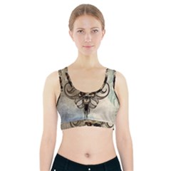 Awesome Creepy Skull With  Wings Sports Bra With Pocket by FantasyWorld7