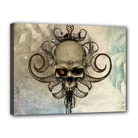 Awesome Creepy Skull With  Wings Canvas 16  X 12  by FantasyWorld7