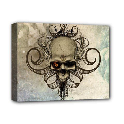 Awesome Creepy Skull With  Wings Deluxe Canvas 14  X 11  by FantasyWorld7