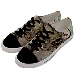 Awesome Creepy Skull With  Wings Men s Low Top Canvas Sneakers by FantasyWorld7