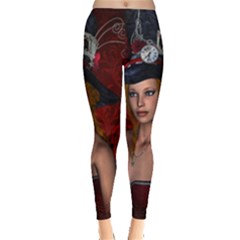 Beautiful Fantasy Women With Floral Elements Leggings 