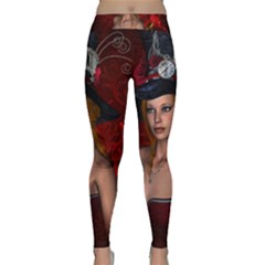 Beautiful Fantasy Women With Floral Elements Classic Yoga Leggings by FantasyWorld7