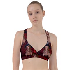 Beautiful Fantasy Women With Floral Elements Sweetheart Sports Bra