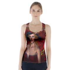 Beautiful Fantasy Women With Floral Elements Racer Back Sports Top by FantasyWorld7