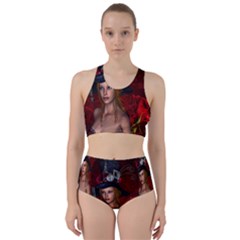 Beautiful Fantasy Women With Floral Elements Racer Back Bikini Set