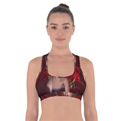 Beautiful Fantasy Women With Floral Elements Cross Back Sports Bra