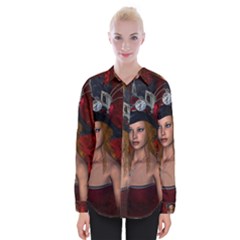 Beautiful Fantasy Women With Floral Elements Womens Long Sleeve Shirt