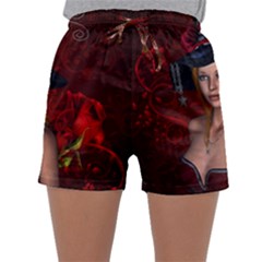 Beautiful Fantasy Women With Floral Elements Sleepwear Shorts by FantasyWorld7