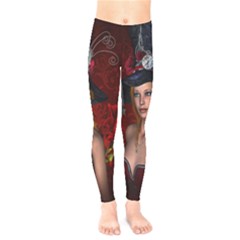 Beautiful Fantasy Women With Floral Elements Kids  Legging by FantasyWorld7