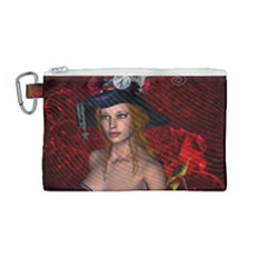 Beautiful Fantasy Women With Floral Elements Canvas Cosmetic Bag (Medium)