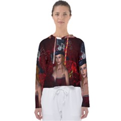 Beautiful Fantasy Women With Floral Elements Women s Slouchy Sweat