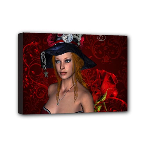 Beautiful Fantasy Women With Floral Elements Mini Canvas 7  X 5  by FantasyWorld7