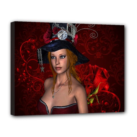 Beautiful Fantasy Women With Floral Elements Canvas 14  x 11 