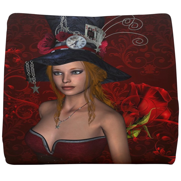 Beautiful Fantasy Women With Floral Elements Seat Cushion