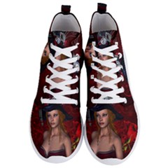 Beautiful Fantasy Women With Floral Elements Men s Lightweight High Top Sneakers by FantasyWorld7