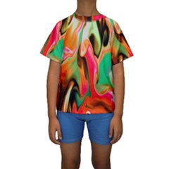 Catch The Waves Smoky Red Orange Haze  Kids  Short Sleeve Swimwear by flipstylezfashionsLLC