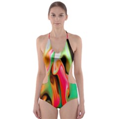 Catch The Waves Smoky Red Orange Haze  Cut-out One Piece Swimsuit by flipstylezfashionsLLC