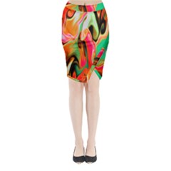 Catch The Waves Smoky Red Orange Haze  Midi Wrap Pencil Skirt by flipstylezfashionsLLC