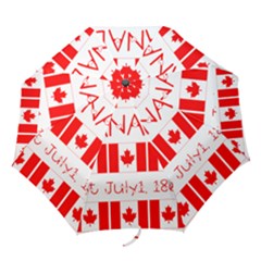 Canada Day Maple Leaf Canadian Flag Pattern Typography  Folding Umbrellas by yoursparklingshop