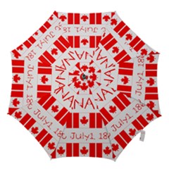 Canada Day Maple Leaf Canadian Flag Pattern Typography  Hook Handle Umbrellas (small) by yoursparklingshop