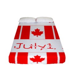 Canada Day Maple Leaf Canadian Flag Pattern Typography  Fitted Sheet (full/ Double Size) by yoursparklingshop