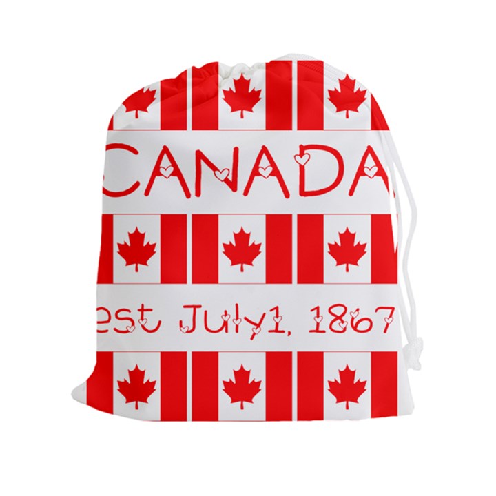 Canada Day Maple Leaf Canadian Flag Pattern Typography  Drawstring Pouches (XXL)