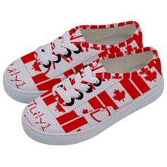 Canada Day Maple Leaf Canadian Flag Pattern Typography  Kids  Classic Low Top Sneakers by yoursparklingshop