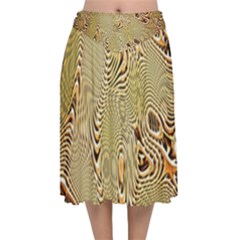 Pattern Abstract Art Velvet Flared Midi Skirt